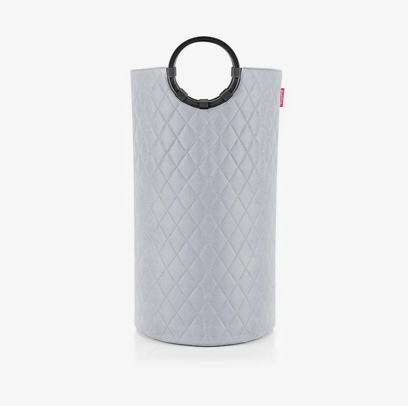 Cesto per biancheria trapuntato grigio chiaro con maniglie, da 65 litri